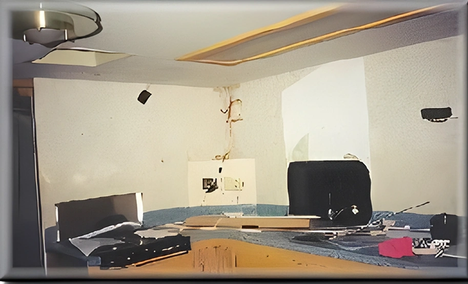 Unfinished kitchen with countertop clutter