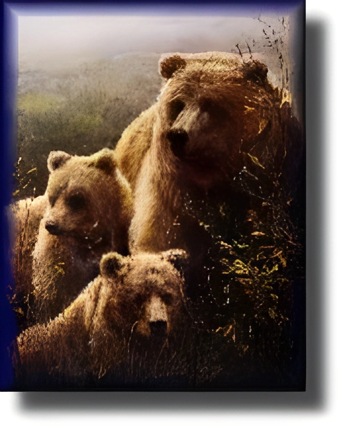 Three bears in natural habitat