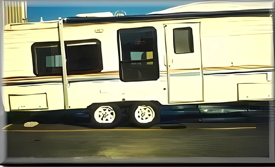 Side view of a camper trailer
