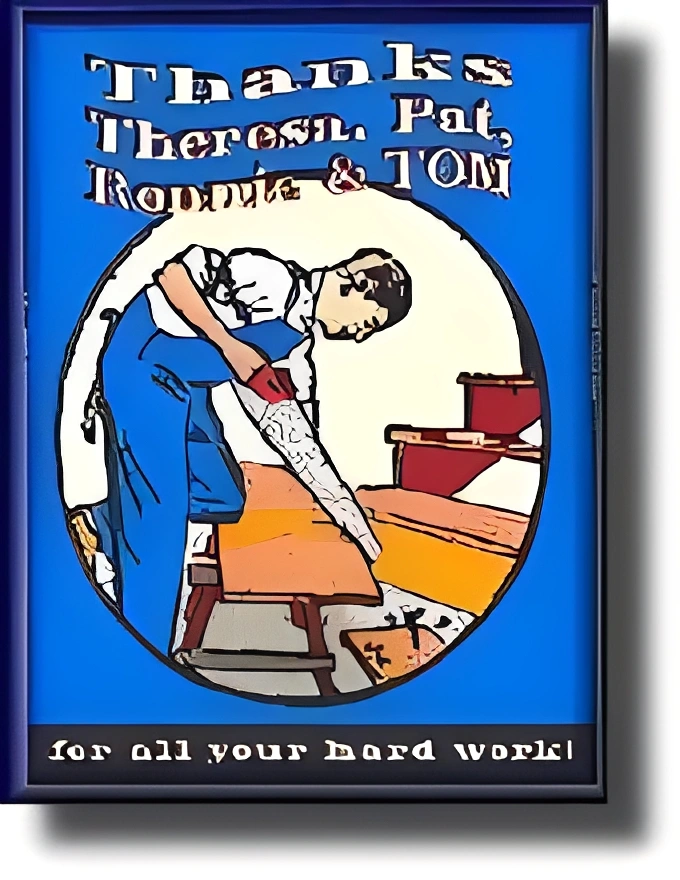 Carpenter in blue overalls